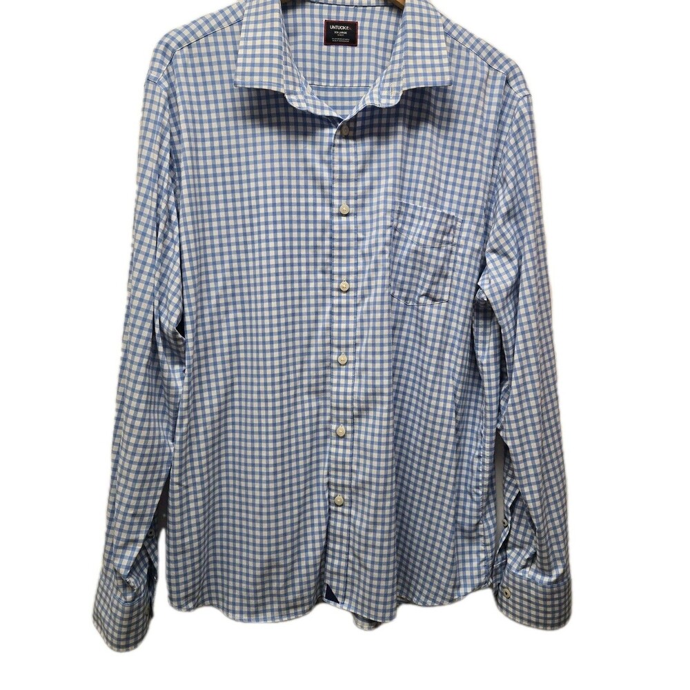 UNTUCKit Button Down Shirt Mens XXL Performance Nylon Stevens Long Sleeve Plaid